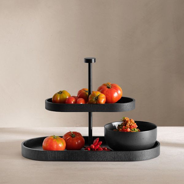 ASA Selection "wood" Etagere 2-stufig schwarz, oval