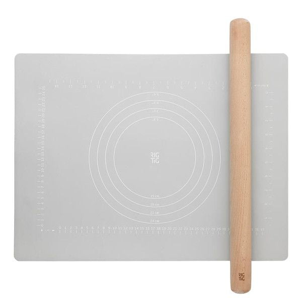 RIG-TIG BAKE-IT Teigroller und Backunterlage light grey